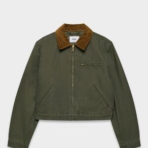 TNA Olive Jacket with Brown Corduroy Collar